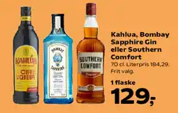 Kvickly Kahlua, Bombay Sapphire Gin eller Southern Comfort tilbud
