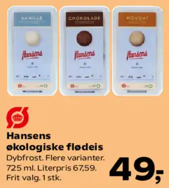 Kvickly HANSENS økologiske flødeis tilbud