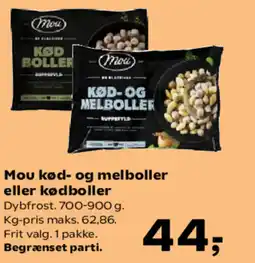 Kvickly Mou kød- og melboller eller kødboller tilbud