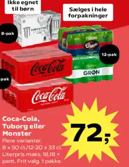 Kvickly COCA-COLA Tuborg eller Monster tilbud