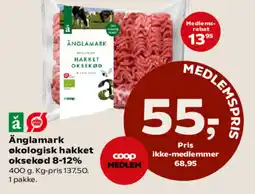 Kvickly Änglamark økologisk hakket oksekød 8-12% tilbud