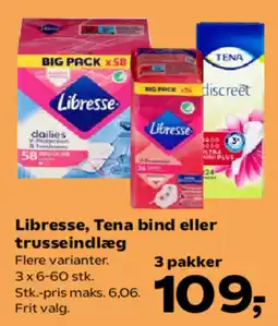 Kvickly Libresse, Tena bind eller trusseindlæg tilbud