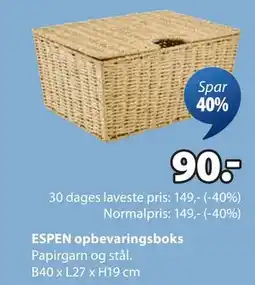 JYSK ESPEN opbevaringsboks, DKK 90 tilbud