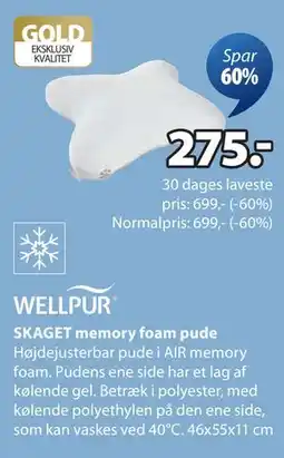 JYSK SKAGET memory foam pude, DKK 275 tilbud