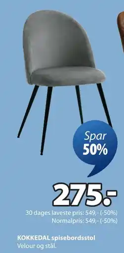 JYSK KOKKEDAL spisebordsstol, DKK 275 tilbud