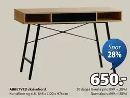 JYSK ABBETVED skrivebord, DKK 650 tilbud