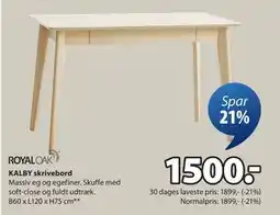 JYSK KALBY skrivebord, DKK 1500 tilbud