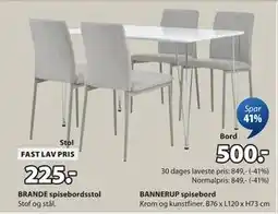 JYSK BRANDE spisebordsstol, DKK 225 tilbud