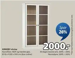 JYSK KIRKEBY vitrine, DKK 2000 tilbud