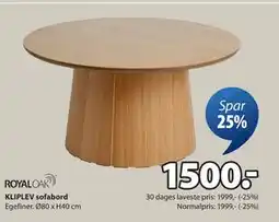 JYSK KLIPLEV sofabord, DKK 1500 tilbud