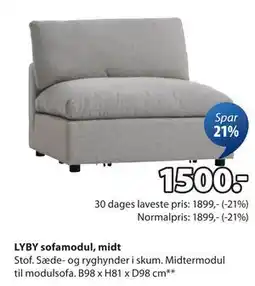 JYSK LYBY sofamodul, midt, DKK 1500 tilbud
