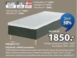 JYSK FJELNA M + MURU boxmadras, DKK 1850 tilbud