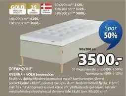 JYSK KVENNA + VOLA boxmadras, DKK 3500 tilbud