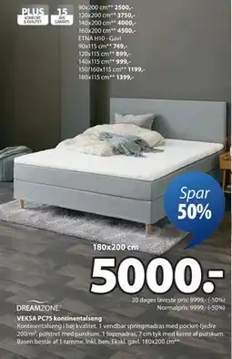 JYSK VEKSA PC75 kontinentalseng, DKK 5000 tilbud
