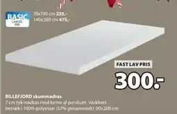 JYSK BILLEFJORD skummadras, DKK 300 tilbud