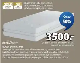 JYSK RUGLA skummadras, DKK 3500 tilbud