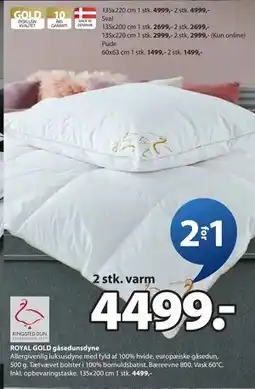 JYSK ROYAL GOLD gåsedunsdyne tilbud