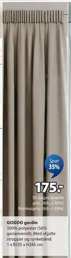 JYSK GODDO gardin, DKK 175 tilbud