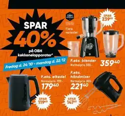 Bilka SPAR 40% på OBH køkkenelapparater tilbud