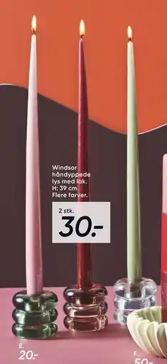 Bilka Windsor håndyppede lys med lak, DKK 30 tilbud