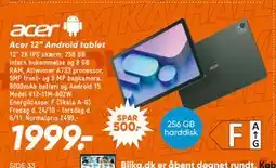 Bilka Acer 12” Android tablet, DKK 1999 tilbud