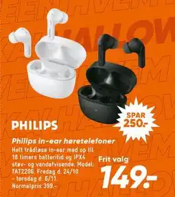 Bilka Philips in-ear høretelefoner, DKK 149 tilbud