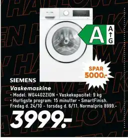Bilka Vaskemaskine, DKK 3999 tilbud
