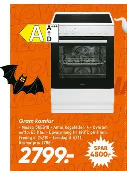 Bilka Gram komfur, DKK 2799 tilbud