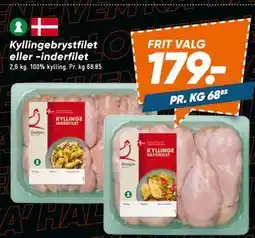 Bilka Kyllingebrystfilet eller -inderfilet, DKK 179 tilbud