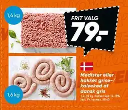 Bilka Medister eller hakket grise-/ kalvekød af dansk gris, DKK 79 tilbud