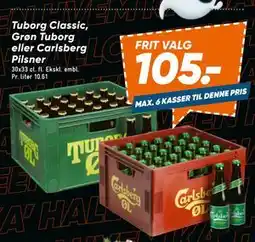 Bilka Tuborg Classic, Grøn Tuborg eller Carlsberg Pilsner, DKK 105 tilbud