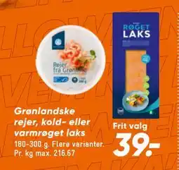 Bilka Grønlandske rejer, kold- eller varmrøget laks, DKK 39 tilbud