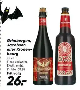 Bilka Grimbergen, Jacobsen eller Kronenbourg, DKK 26 tilbud