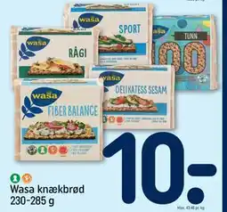 REMA 1000 Wasa knækbrød 230-285 g, DKK 10 tilbud