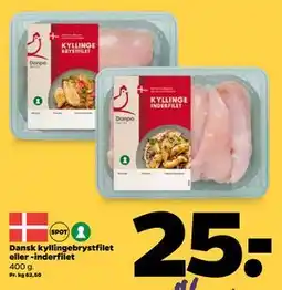 Netto Dansk kyllingebrystfilet eller -inderfilet, DKK 25 tilbud