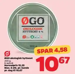 Netto ØGO økologisk hytteost, DKK 10.67 tilbud