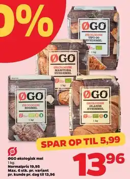 Netto ØGO økologisk mel, DKK 13.96 tilbud