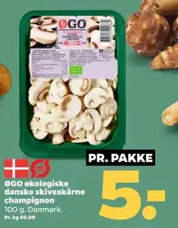 Netto ØGO økologiske danske skiveskårne champignon, DKK 5 tilbud