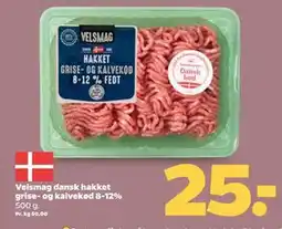 Netto Velsmag dansk hakket grise- og kalvekød 8-12%, DKK 25 tilbud