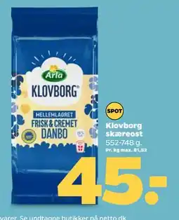 Netto Klovborg skæreost, DKK 45 tilbud
