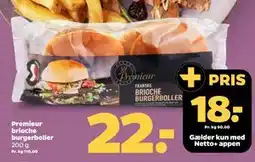 Netto Premieur brioche burgerboller, DKK 22, App-pris tilbud