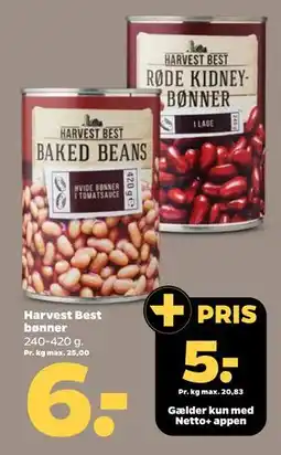 Netto Harvest Best bønner, DKK 6, App-pris tilbud