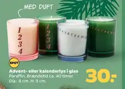 Netto Advent- eller kalenderlys i glas, DKK 30 tilbud