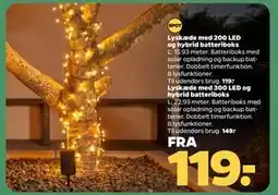 Netto Lyskæde med 200 LED og hybrid batteriboks, DKK 119 tilbud