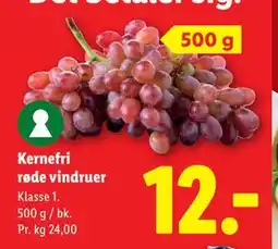 Lidl Kernefri røde vindruer, DKK 12 tilbud