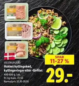 Lidl Hakket kyllingekød, kyllingevinger eller -lårfilet, DKK 29 tilbud