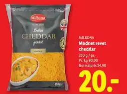 Lidl Modnet revet cheddar, DKK 20 tilbud
