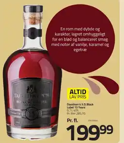 Fleggaard Davidsen's X.O.Black Label 15 Years 40%. tilbud