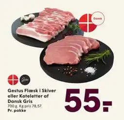 SPAR Gestus Flæsk i Skiver eller Koteletter af Dansk Gris, DKK 55 tilbud