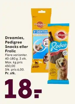 SPAR Dreamies, Pedigree Snacks eller Frolic, DKK 18 tilbud